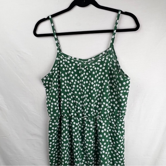 Unbranded Dresses & Skirts - Boho Peasant Green White Floral Maxi Dress Size L